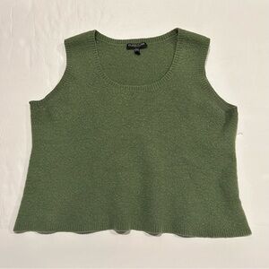 Eileen Fisher Women’s Superfine 100% Italian Merino Wool Vest, Green, petite Lg